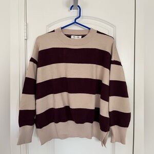 Cream and Maroon Striped Sweater